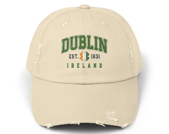 Dublin Ireland Hat, Irish Gifts, Gift for Irish, Shamrock Ireland Flag St Patrick's Day, St Paddy's Day, St Patty's Day, Distressed Cap