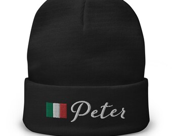 Custom Embroidered Beanie, Italy Flag Hat, Custom Italian Flag Hat, Embroidered Flag Hat Customized, Gifts for Italians