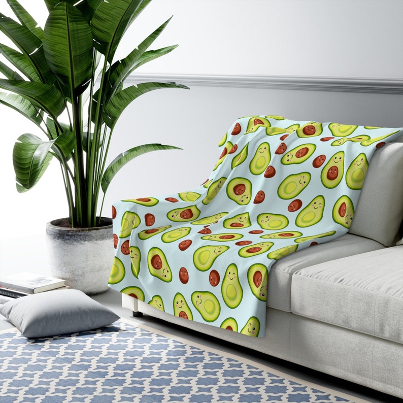 Avocado Blanket, Cute Kawaii Avocados, Gift for Avocado Lover