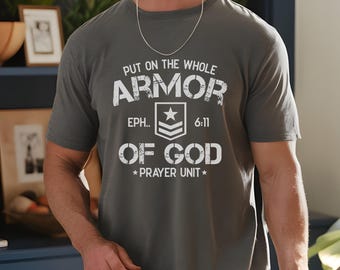 Mens Christian Shirt Comfort Colors, Armor of God Shirts, Godly Gifts, Christian Streetwear, Adult Baptism Gift, Bible Verse Unisex T-shirt
