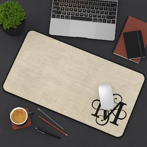 Personalized Monogram Desk Mat, Custom Monogrammed Letter Home Office Decor, XL Gaming Mouse Pad Large Mousepad, Keyboard Desk Pad for Work