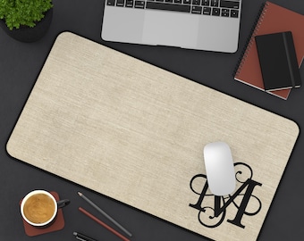 Personalized Monogram Desk Mat, Custom Monogrammed Letter Home Office Decor, XL Gaming Mouse Pad Large Mousepad, Keyboard Desk Pad for Work