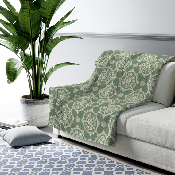 Sage green fleece blanket sale