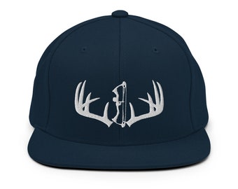 Bow Hunting Hat, Deer Antler Hat, Bowhunter Gifts, Father's Day, Bow and Arrow, Bowhunting, Deer Hunting, Bowhunter, Archery,  Snapback Hat