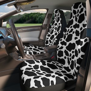 Cowprint Seat Covers, Cow Lover Gifts, Seat Covers Cow Print, Black and White Seat Covers, Universal Fit, Set of 2, Gifts for Farmer,