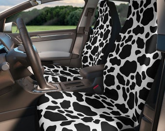 Cowprint Seat Covers, Cow Lover Gifts, Seat Covers Cow Print, Black and White Seat Covers, Universal Fit, Set of 2, Gifts for Farmer,