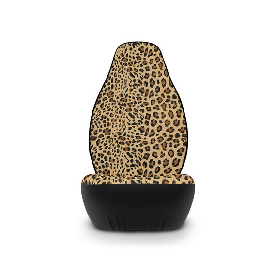 BDK Lush Leopard Leatherette Sideless Front Car Seat Covers – 4-PC Set With Headrest Covers
