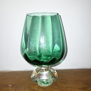 Tazón de vidrio verde Vintage Empoli con base de burbujas