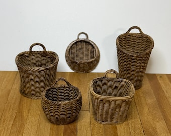 Miniature Wicker Vintage Hanging Baskets