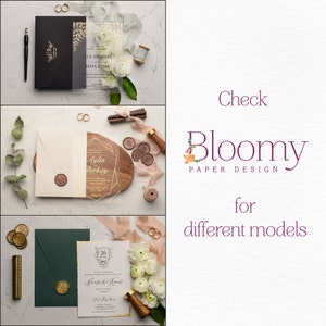 Sello de cera de flores secas para invitaciones de boda, sello autoadhesivo personalizado para invitaciones de boda, sello de cera despegable y pegable, sello hecho a medida imagen 9
