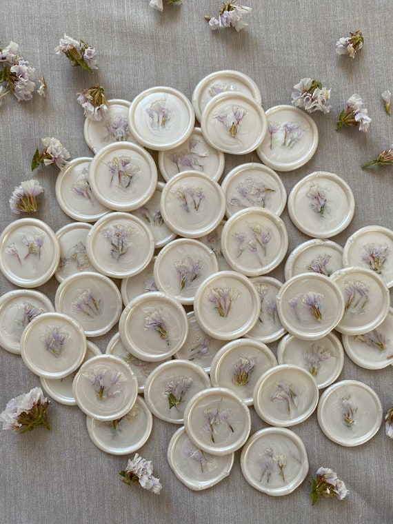 Dried Flower Wax Seal For Wedding Invitations, Personalized Self Adhesive Seal for Wedding Invite, Peel and Stick Wax Seal, Custom Made Seal
