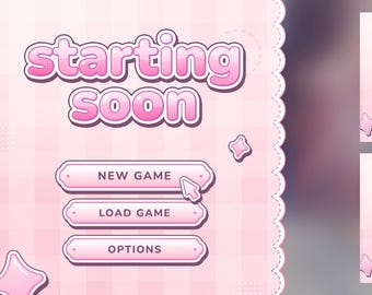 Game Menu Animated Status Screen Stream Overlays V1 - Gingham (9 Colours)