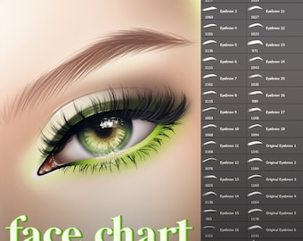 Face Chart 36-Piece Eyebrow Stamp Brush Pack | Photoshop, Procreate, Krita, Clip Studio Paint