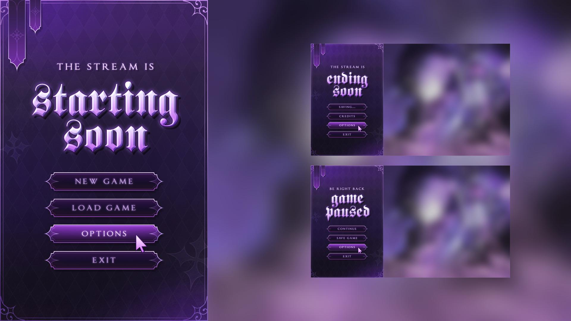 Game Menu Animated Status Screen Stream Overlays V2 - Gothic (9 Colours ...