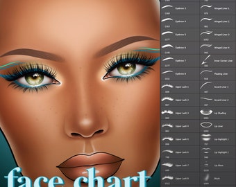 Face Chart 36-Piece Starter Stamp Brush Pack | Photoshop, Procreate, Krita, Clip Studio Paint