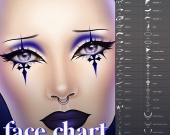 Face Chart 42-Piece Gothic Stamp Brush Pack | Photoshop, Procreate, Krita, Clip Studio Paint