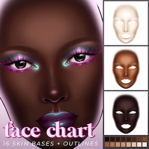 Face Chart Skin Bases (16 Colours) | Photoshop, Procreate, Krita, Clip Studio Paint