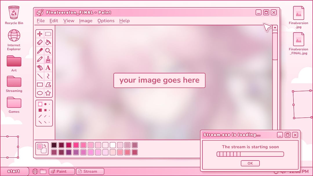 MS Paint Inspired Status Screen Overlays - 10 Colours - Etsy