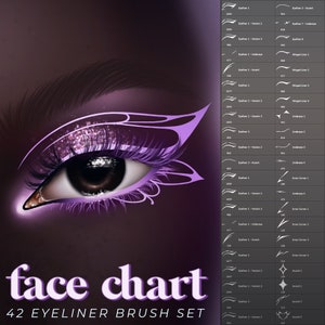 Face Chart 40-Piece Eyeliner Stamp Brush Pack | Photoshop, Procreate, Krita, Clip Studio Paint