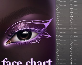 Face Chart 40-Piece Eyeliner Stamp Brush Pack | Photoshop, Procreate, Krita, Clip Studio Paint