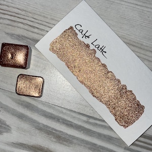 Café Latte | Watercolor paint | Watercolor | Chrome | vegan | Lettering | Handlettering | Calligraphy | Shimmer paint | Metallic paint