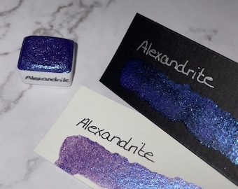 Alexandrite | Aquarellfarbe | Watercolor 1/2 Pan | Gemstones | vegan | Kalligraphie | Flakes | Metallic