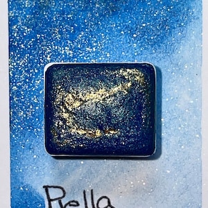 Rella | Watercolor paint | Watercolor 1/2 Pan | Prunellas | vegan | UV-fluorescent paint | Handlettering | Calligraphy | Shimmer paint | Metallic