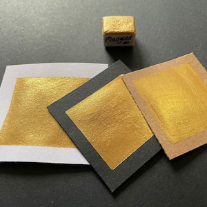 Marigold | Watercolor | Gold | Calligraphy | Lettering | Watercolor | Watercolor paint | Half pan | Metallic paint