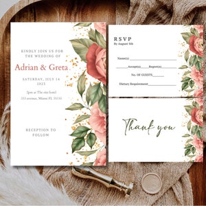 Wedding template bundle, wedding invitation bundle, Editable template, Wildflower Wedding Invitation, Printable Wedding Invite