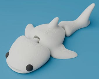 Stylized Articulated Whale Shark - 3D Printed Toy - Flexible - Available in Multiple Colors & Sizes