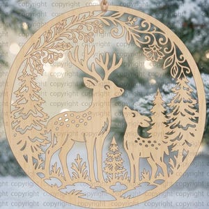 Winter Kranz | Hirsch | Türkranz | Vorlage | Laser Cut | SVG zum Download