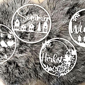 Wreaths for the 4 seasons | German version | Spring | Summer | Autumn | Winter | Door wreath | Wreath | Laser cut | SVG download