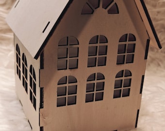 Casa de madera | Casa de velas | Casa de madera | SVG, AI y DFX cortados con láser para descargar