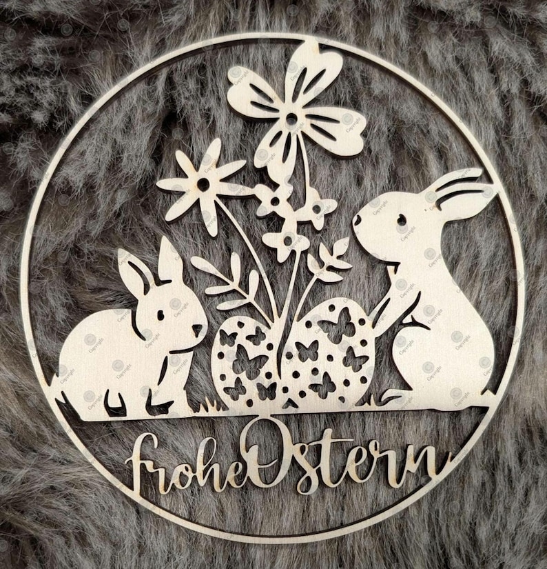 Oster Kranz | Hase | Hasen |Türkranz | Vorlage | Laser Cut | SVG zum Download Bild 1