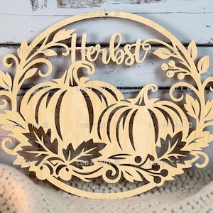 Herbst Kranz Deutsche Version | Türkranz | Vorlage | Laser Cut | SVG zum Download