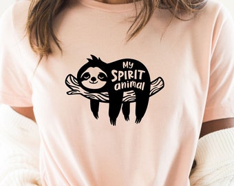 Funny Sloth Spirit Animal Shirt, Cute Lazy Sloth Graphic Tee, My Spirit Animal T-Shirt, Chill Vibes Relaxed Fit Gift, Introvert Humor Outfit
