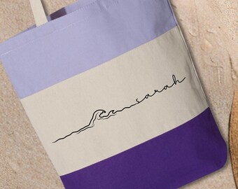 Personalized Tricolor Beach Bag: Custom Summer Tote