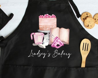 Custom Name Cupcakes Apron, Personalized Housewarming Gift, Mother's Day, Bakery Mixer Apron, Custom Birthday Present, Gift for Baker