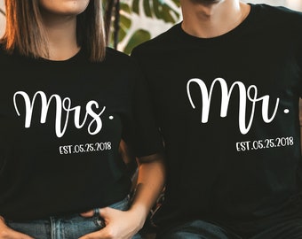 Personalized Mr and Mrs Shirts: Bride and Groom Est