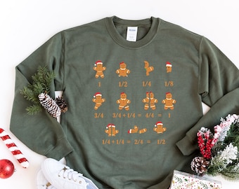 Math Teacher Shirt, Christmas Math Teacher Shirt, Christmas Gift For Teacher,Equation Gingerbread Shirts,Cookie Santa Hat Shirt,Xmas 1362