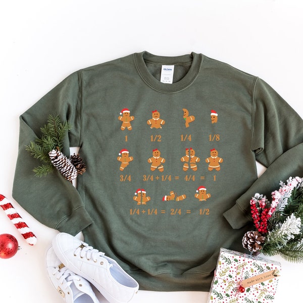 Math Teacher Shirt, Christmas Math Teacher Shirt, Christmas Gift For Teacher,Equation Gingerbread Shirts,Cookie Santa Hat Shirt,Xmas 1362