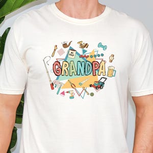 Grandpa T-shirt With Colorful Hobby Icons, Funny Gift For Grandfather From Grandkids, Fathers Day Sweatshirt For Proud Grandpa Or Papa