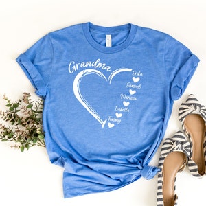 Custom Grandma Shirt, Grandma Heart Shirt, Grandkids Name Shirt, Gift For Grandma, Nana Crewneck