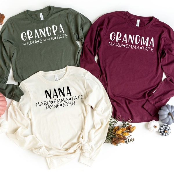 Grandma Grandpa Nana Custom Kids Name Shirt, Custom Grandpa Shirt, Custom Nana Shirt, Customized Grandpa, Grandchildren's Names, Grandma Tee