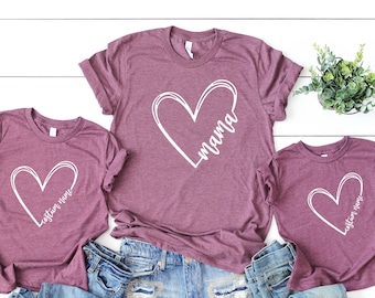 Mama Heart Shirt, Little Heart Shirt, Mommy and Me Shirts, Mommy and Me Outfits, Matching Family Outfits, Mom Baby Set RS223