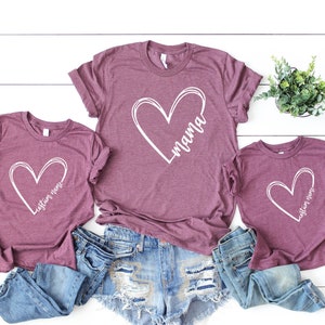 Mama Heart Shirt, Little Heart Shirt, Mommy and Me Shirts, Mommy and Me Outfits, Matching Family Outfits, Mom Baby Set RS223