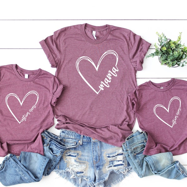 Mama Heart Shirt, Little Heart Shirt, Mommy and Me Shirts, Mommy and Me Outfits, Matching Family Outfits, Mom Baby Set RS223