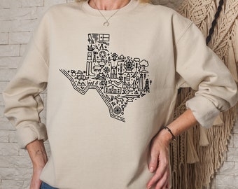 Texas State Map T-shirt, Western Travel Tee