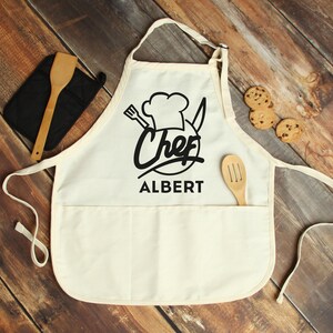 Personalized Chef Apron, Gift for Chef, Father&#39;s Day Gifts, Cooking Gifts for Men, Custom Chef Apron, Apron for Dad, Kitchen Chef Apron, BBQ