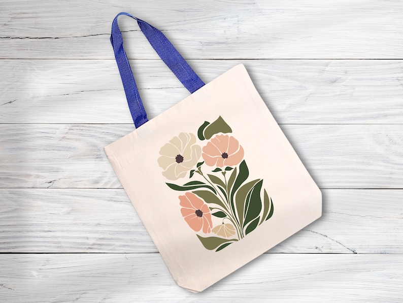 Flower Tote Bag, Floral Tote Bag, Floral Canvas Tote Bag, Tote Bag Aesthetic, Cute Tote Bag, Shopping Bag, Zippered Tote Bag, Ecobag afbeelding 3